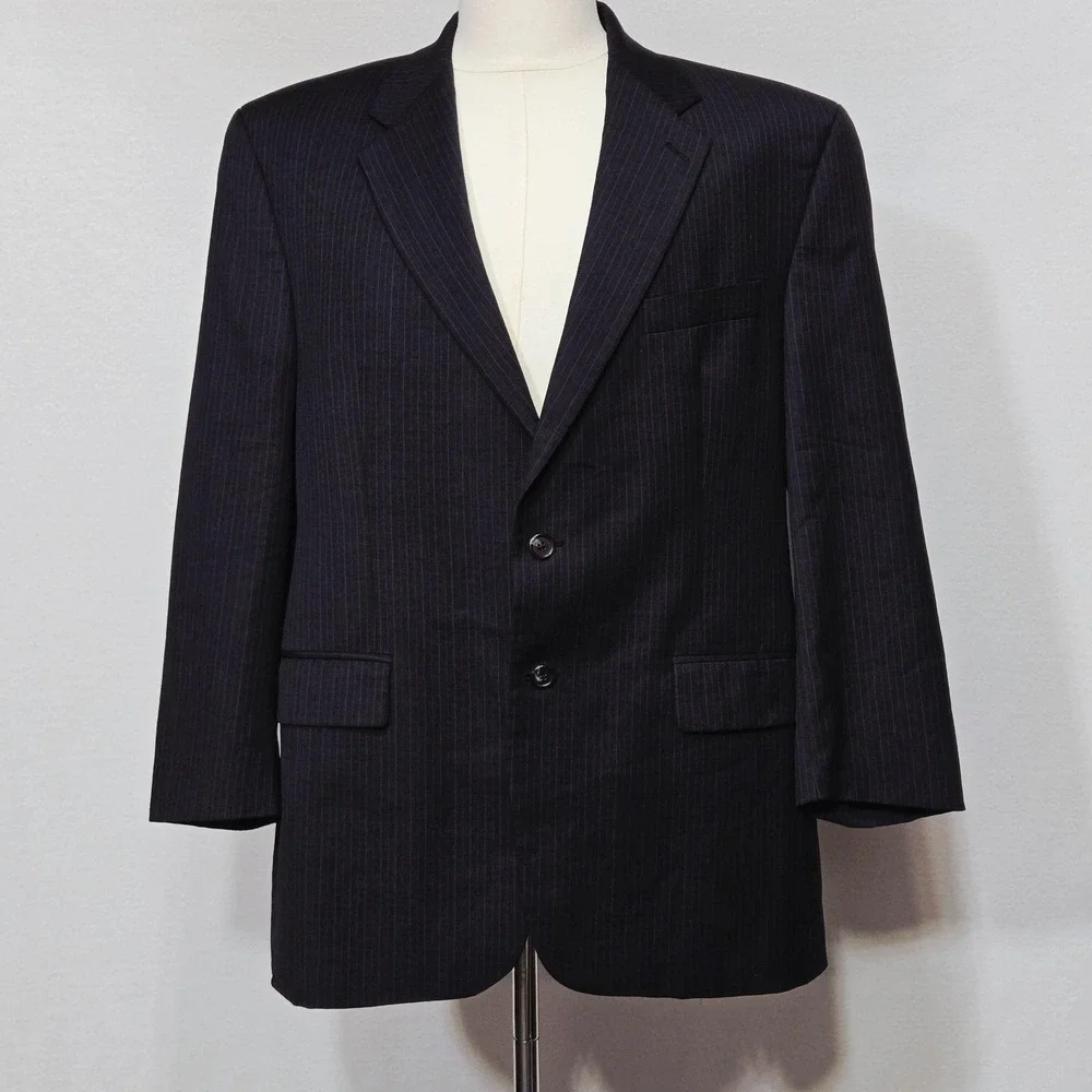Chaps Ralph Lauren Blazer‎ Mens Large Gray Pinstripe 2 Button Sport Coat